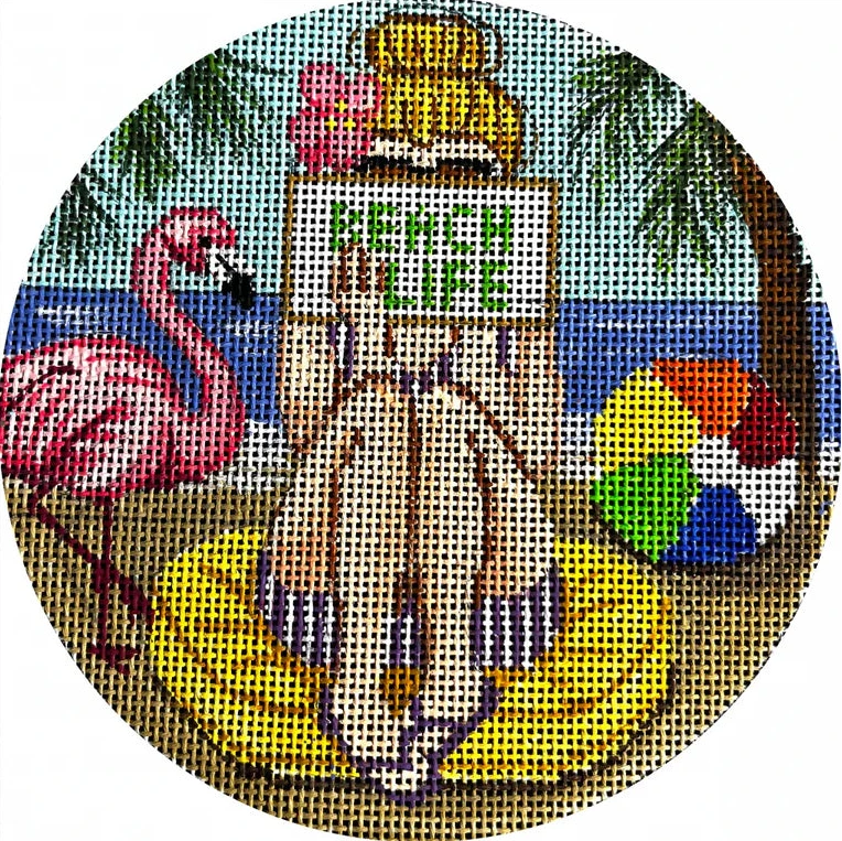 Alice Peterson Co. Gayla Elliot Beach Life Stitching Girl Needlepoint Canvas