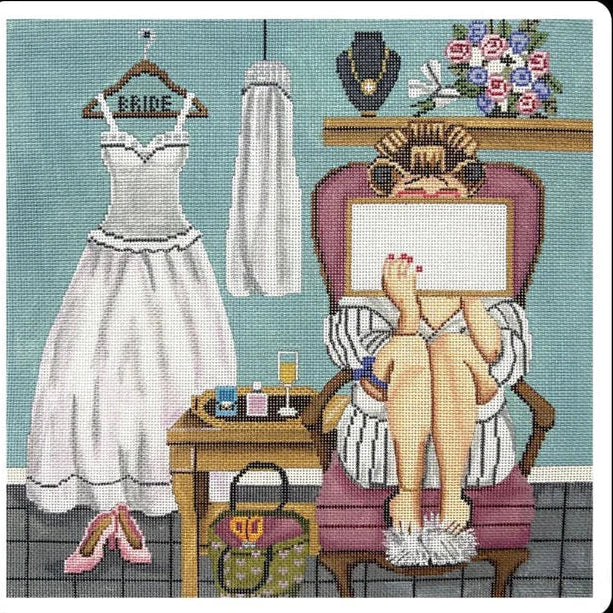Alice Peterson Co. Gayla Elliot Bride Stitching Girl Needlepoint Canvas