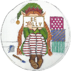 Alice Peterson Co. Gayla Elliot Elf Stitching Girl Needlepoint Canvas