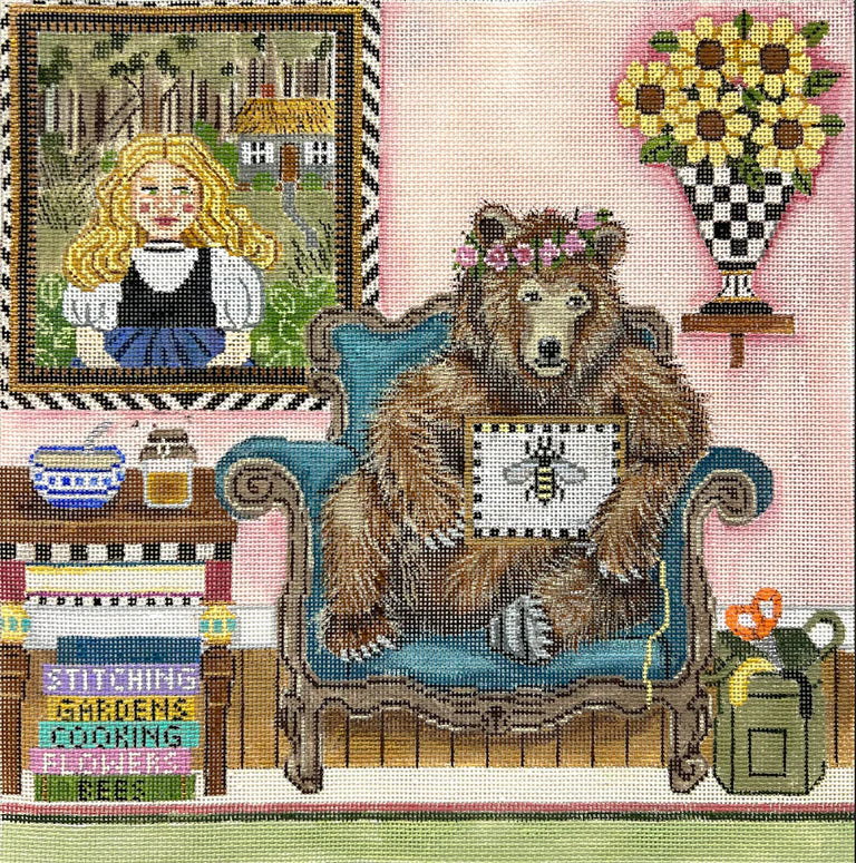 Alice Peterson Co. Gayla Elliot Goldilocks & Bear Needlepoint Canvas