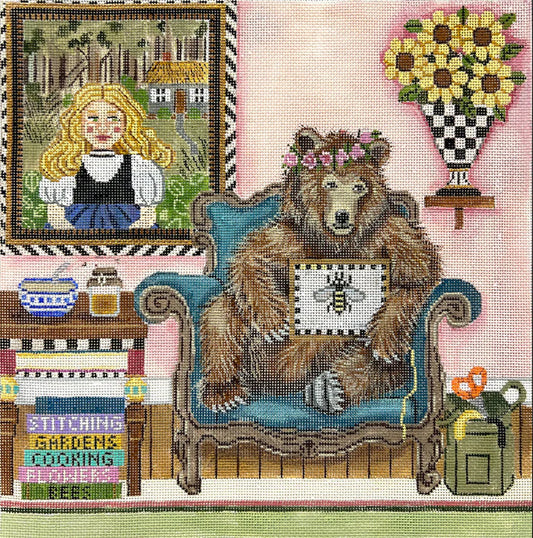 Alice Peterson Co. Gayla Elliot Goldilocks & Bear Needlepoint Canvas