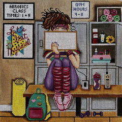 Alice Peterson Co. Gayla Elliot Let's Get Physical Stitching Girl Needlepoint Canvas