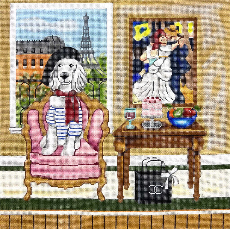 Alice Peterson Co. Gayla Elliot Poodle With Painting Needlepoint Canvas