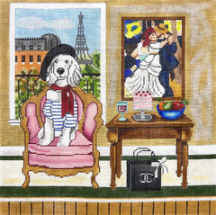 Alice Peterson Co. Gayla Elliot Poodle With Painting Needlepoint Canvas