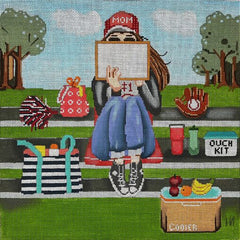Alice Peterson Co. Gayla Elliot Stitching Girl Baseball Mom Needlepoint Canvas