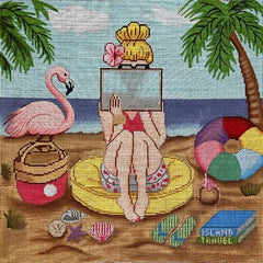 Alice Peterson Co. Gayla Elliot Stitching Girl Beach Needlepoint Canvas