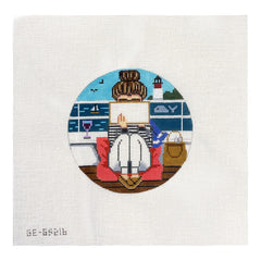 Alice Peterson Co. Gayla Elliot Stitching Girl Sailing Needlepoint Canvas