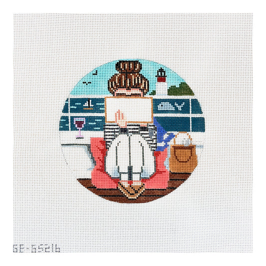 Alice Peterson Co. Gayla Elliot Stitching Girl Sailing Needlepoint Canvas