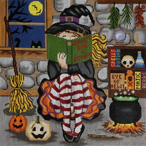 Alice Peterson Co. Gayla Elliot Stitching Girl Witch Needlepoint Canvas