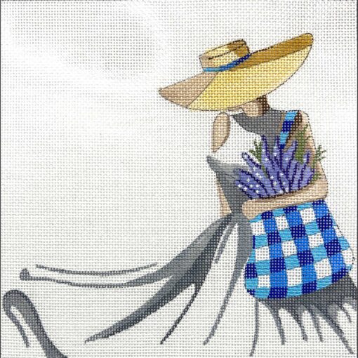 Alice Peterson Co. Gingham Bag & Lavender Needlepoint Canvas