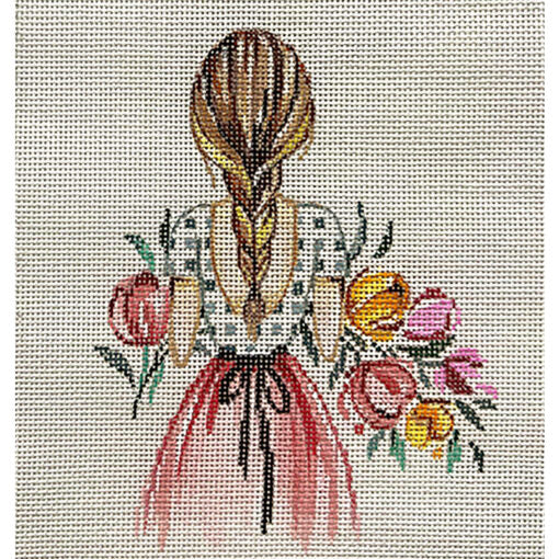 Alice Peterson Co. Girl With Bouquet Needlepoint Canvas