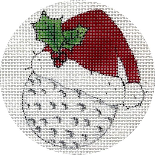 Alice Peterson Co. Golf Ball With Santa Hat Needlepoint Canvas