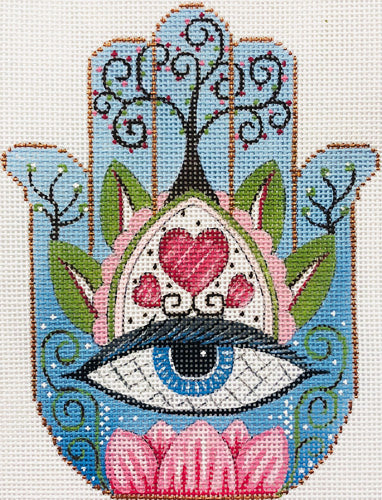 Alice Peterson Co. Hamsa Eye In Blue Needlepoint Canvas