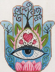 Alice Peterson Co. Hamsa Eye In Blue Needlepoint Canvas