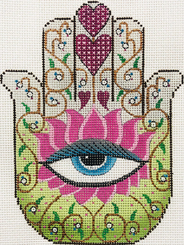 Alice Peterson Co. Hamsa Eye In Pink Needlepoint Canvas