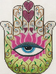 Alice Peterson Co. Hamsa Eye In Pink Needlepoint Canvas