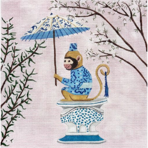 Alice Peterson Co. Monkey With Umbrella Needlepoint Canvas