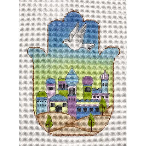 Alice Peterson Co. Pastel Hamsa With Dove Needlepoint Canvas