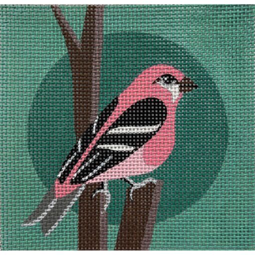 Alice Peterson Co. Pink Bird On Teal Needlepoint Canvas
