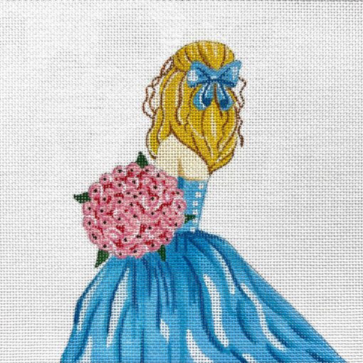 Alice Peterson Co. Pink Bouquet & Teal Dress Needlepoint Canvas
