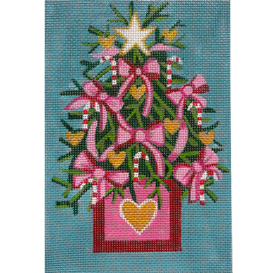 Alice Peterson Co. Pink Bow Christmas Tree Needlepoint Canvas