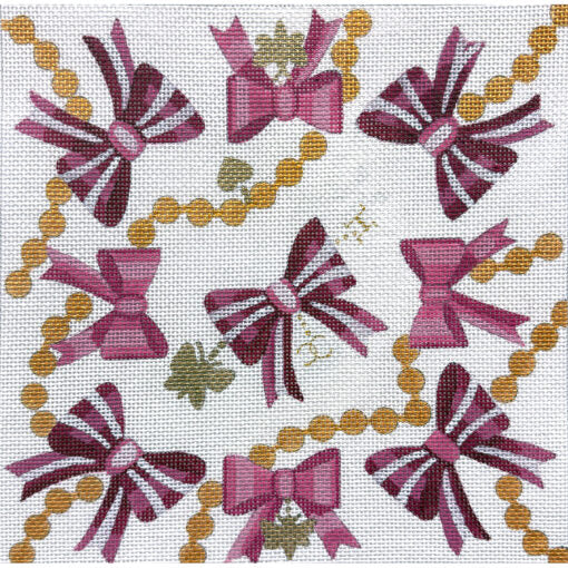 Alice Peterson Co. Pink Bows With Pearls Needlepoint Canvas
