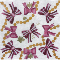 Alice Peterson Co. Pink Bows With Pearls Needlepoint Canvas