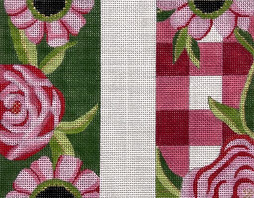 Alice Peterson Co. Pink Floral & Gingham Eyeglass Case Needlepoint Canvas
