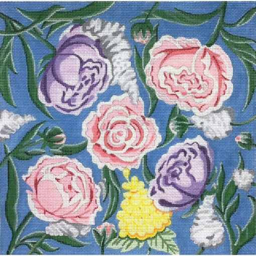 Alice Peterson Co. Pink & Purple Peonies Needlepoint Canvas