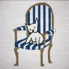 Alice Peterson Co. Pup On Stripe Chair Needlepoint Canvas