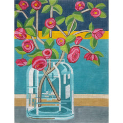 Alice Peterson Co. Quince In Glass Vase Needlepoint Canvas