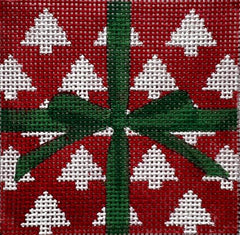 Alice Peterson Co. Red Tree Package With Green Bow Needlepoint Canvas