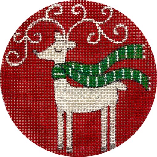 Alice Peterson Co. Reindeer On Red Needlepoint Canvas