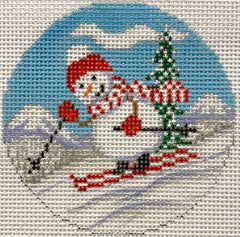 Alice Peterson Co. Skiing Snowman Needlepoint Canvas
