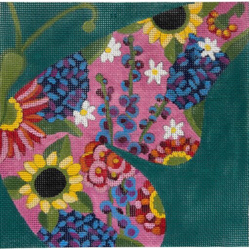 Alice Peterson Co. Small Half Butterfly - Teal Needlepoint Canvas