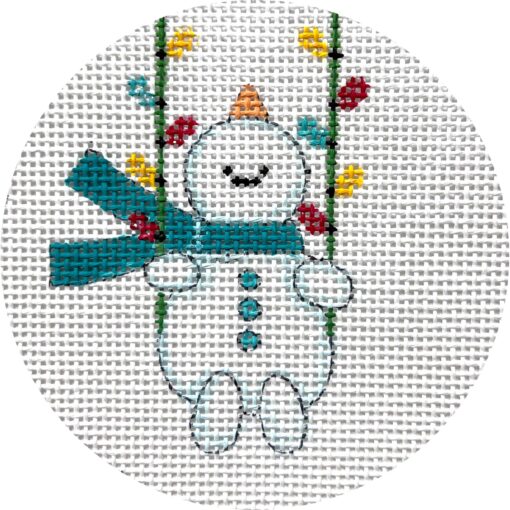 Alice Peterson Co. Snowman On Swing Needlepoint Canvas