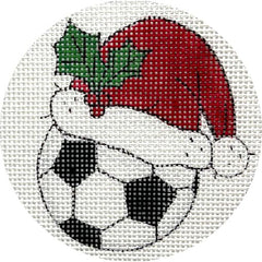 Alice Peterson Co. Soccer Ball With Santa Hat Needlepoint Canvas