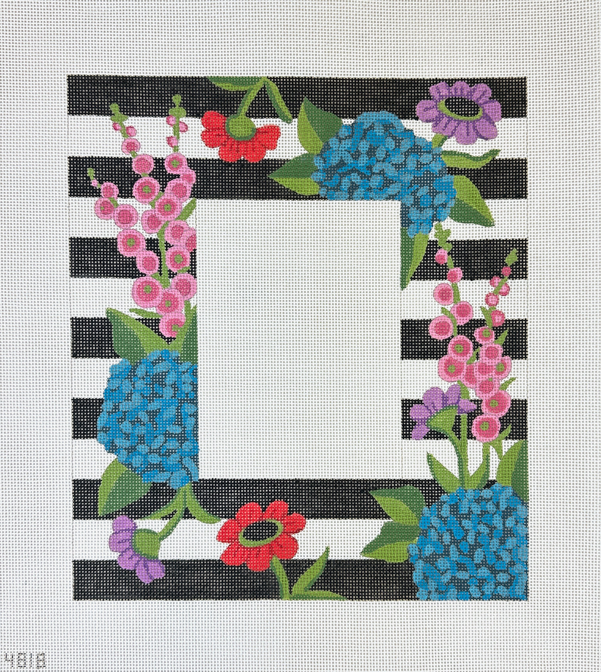 Alice Peterson Co. Stripes & Flowers Picture Frame Needlepoint Canvas