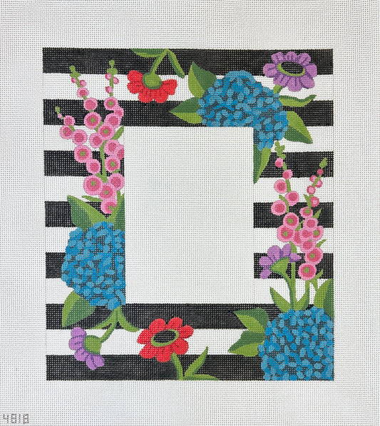 Alice Peterson Co. Stripes & Flowers Picture Frame Needlepoint Canvas