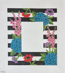 Alice Peterson Co. Stripes & Flowers Picture Frame Needlepoint Canvas