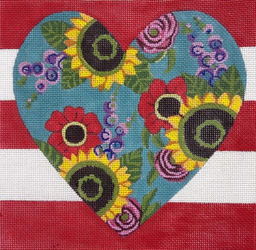 Alice Peterson Co. Sunflower Heart Needlepoint Canvas