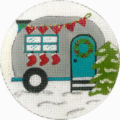 Alice Peterson Co. Travel Trailer With Stockings Ornament Needlepoint Canvas