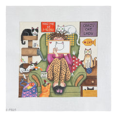 Alice Peterson Co. Gayla Elliott Stitching Girl Cat Lady Needlepoint Canvas