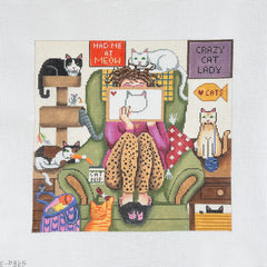 Alice Peterson Co. Gayla Elliott Stitching Girl Cat Lady Needlepoint Canvas