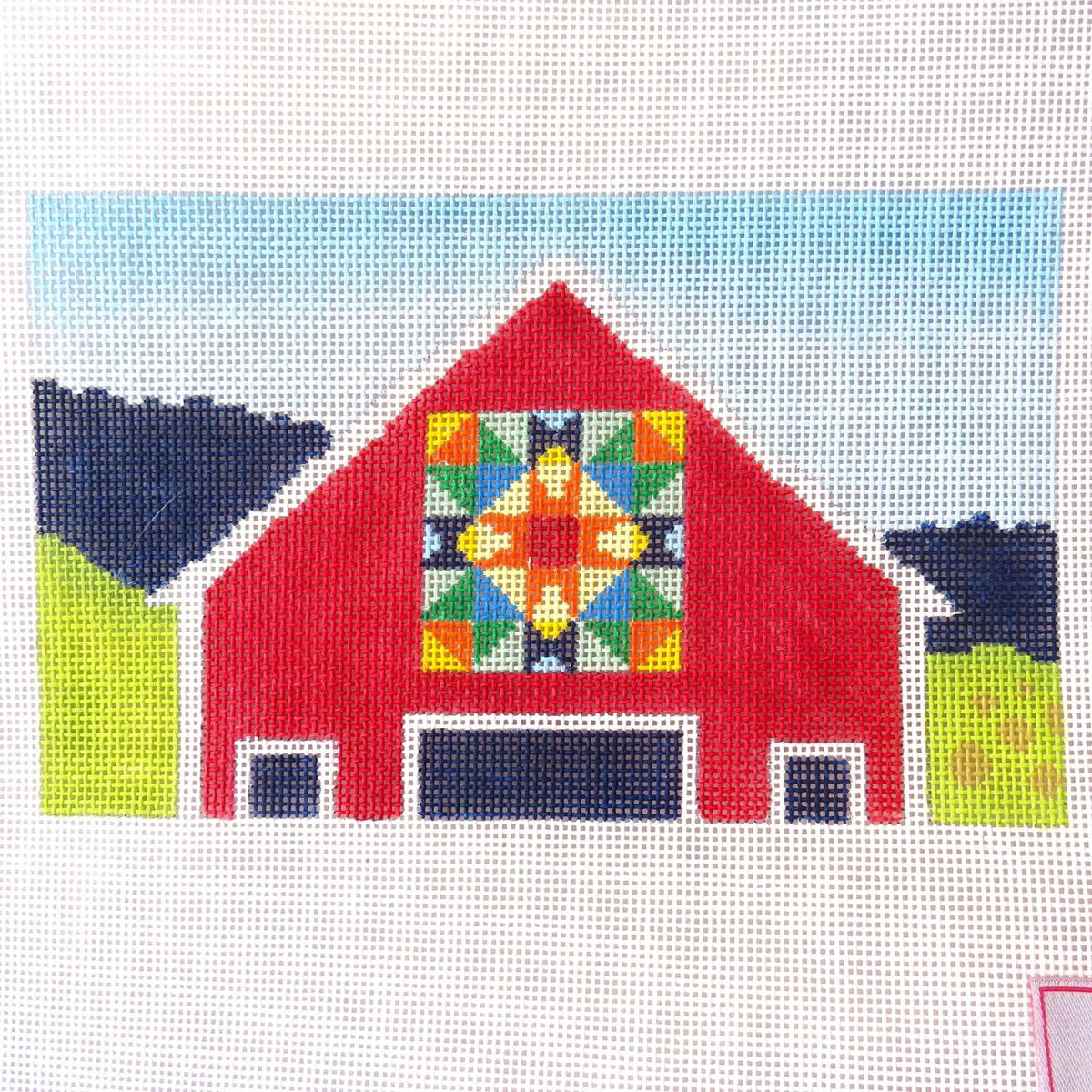 Alice & Blue Quilted Barn Needlepoint Canvas