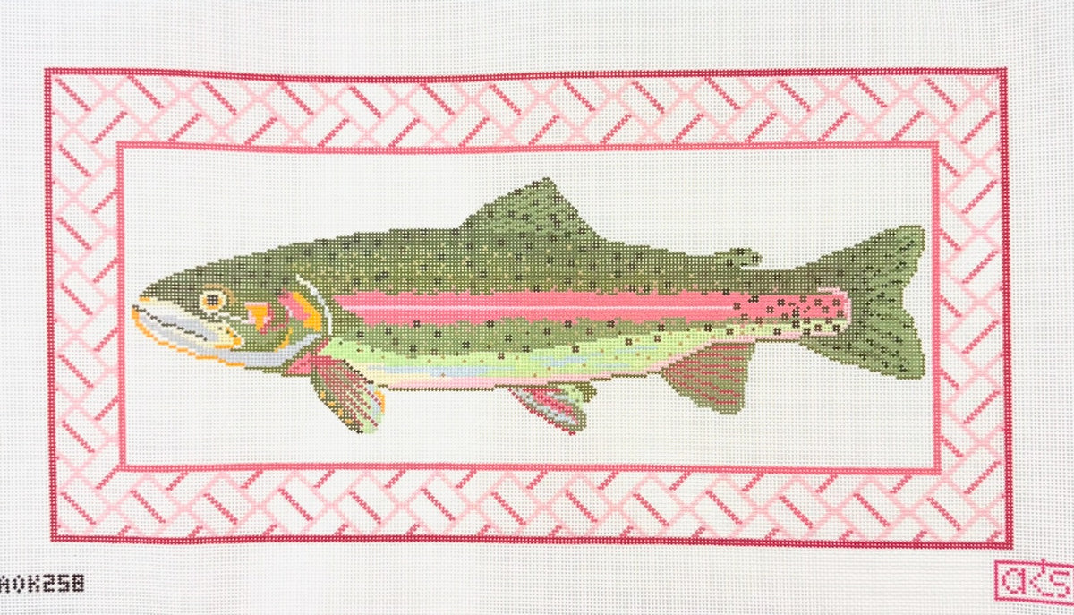 Ann Kaye Studio Trout with Brick Border Needlepoint Canvas