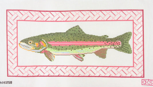 Ann Kaye Studio Trout with Brick Border Needlepoint Canvas