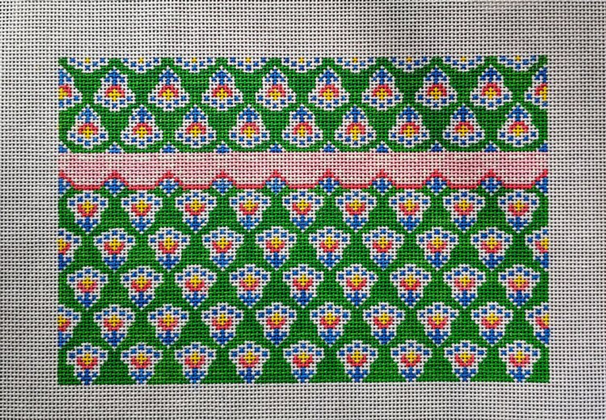 Anne Fisher Designs Green Provence Clutch Needlepoint Canvas