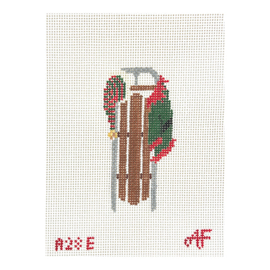 Stitch Style Anne Fisher Designs Sled with Elf Jacket and Hat Needlepoint Canvas