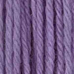 Close-up of sherbert lilac crewel wool thread with a soft, fuzzy texture and tightly twisted strands.
